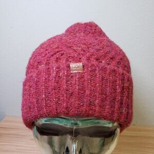 D&Y‎ One Size Knit Beanie Hat Maroon Red Tweed Yarn Fall Winter Cap Cozy NWT
